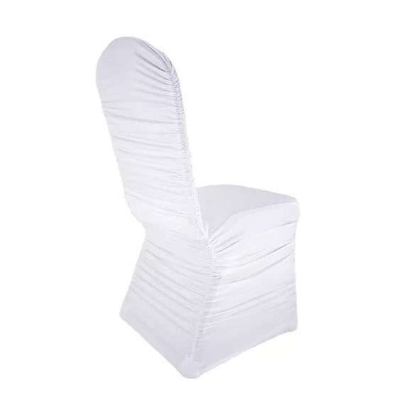 Set of 25 White Ruched Spandex Chair Covers