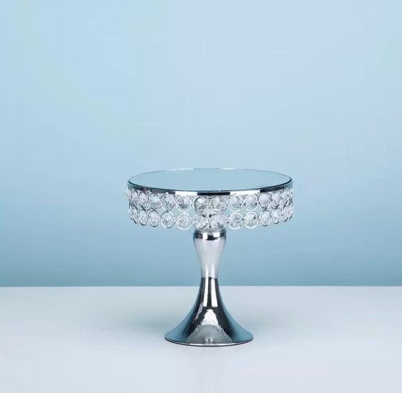 Short Silver Diamond Dessert Stand